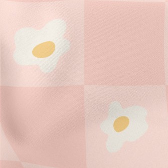 Pink And Small Flower Lattice Lightweight Cotton Poplin