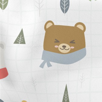 Cold And Cozy Bear And Plaid Lightweight Cotton Poplin