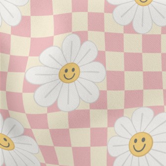 Plaid With Smiling Flowers Lightweight Cotton Poplin