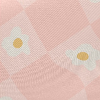 Pink And Small Flower Lattice Midweight Cotton Poplin