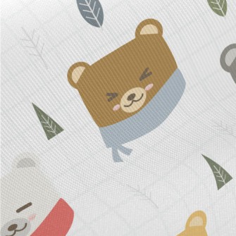 Cold And Cozy Bear And Plaid Midweight Cotton Poplin