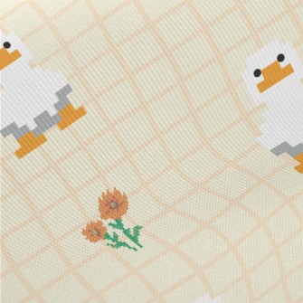Pixel Duck Style Grid Midweight Cotton Poplin