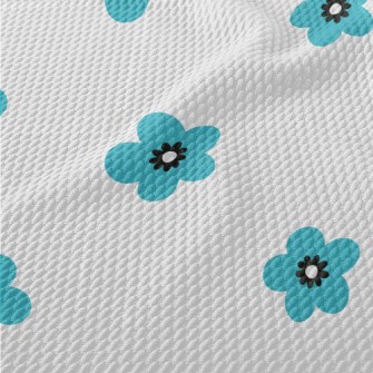 Bright Blue Flowers Birdseye Piqué