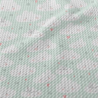 Cute Cloud Pattern Birdseye Piqué