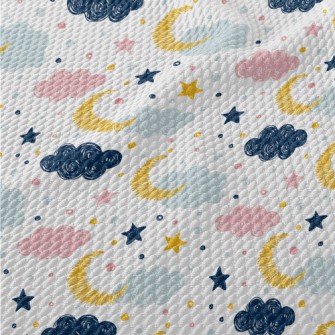 Hand Drawn Doodle Clouds And M Birdseye Piqué