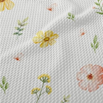 Watercolor Style Flowers Birdseye Piqué