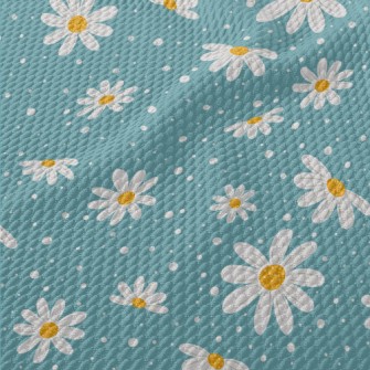 Hand Drawn Beautiful Daisies Birdseye Piqué