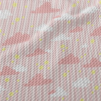 Pink Clouds And Star Stripes Birdseye Piqué