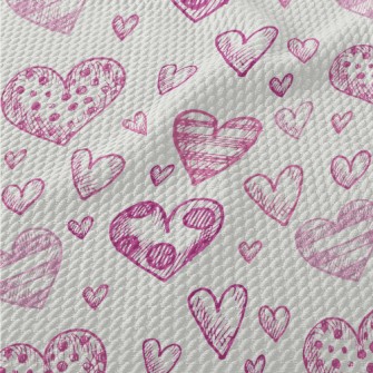 Three-dimensional Love Hearts  Birdseye Piqué