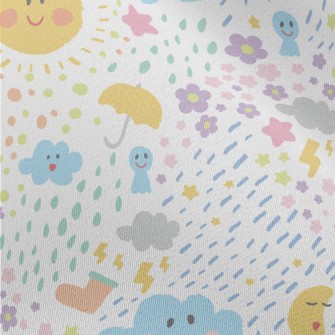 Hand Drawn Playful Sun Clouds Chiffon