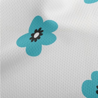 Bright Blue Flowers Athletic Mesh Flat Back