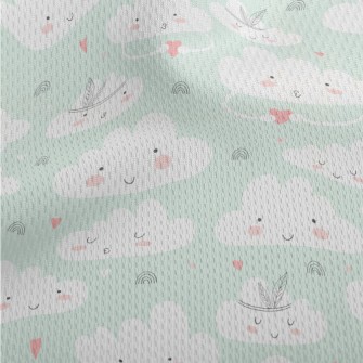 Cute Cloud Pattern Athletic Mesh Flat Back