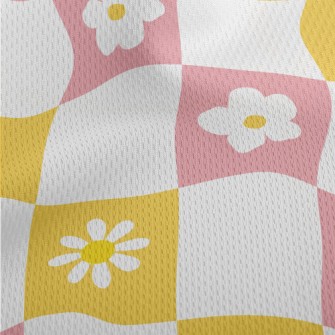 Fresh Pink Flower Plaid Athletic Mesh Flat Back