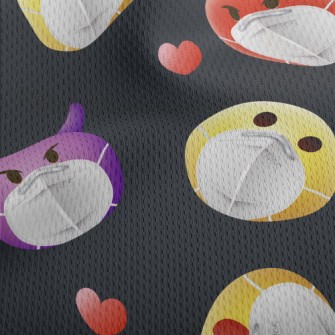 Emoji Image Wearing A Mask Athletic Mesh Flat Back