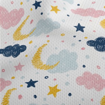 Hand Drawn Doodle Clouds And M Athletic Mesh Flat Back