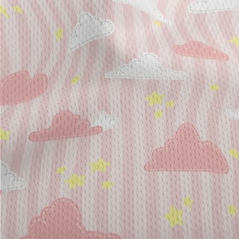 Pink Clouds And Star Stripes Athletic Mesh Flat Back