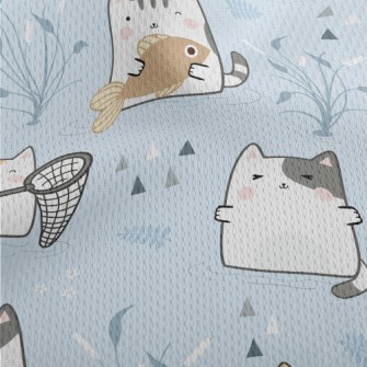 Cats Going Fishing Together Athletic Mesh Flat Back