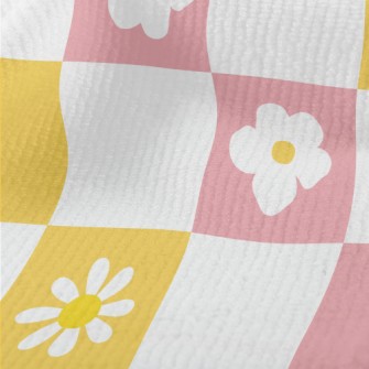 Fresh Pink Flower Plaid Terry