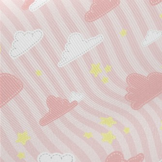 Pink Clouds And Star Stripes Twill