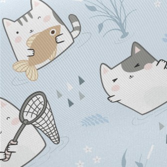Cats Going Fishing Together Twill