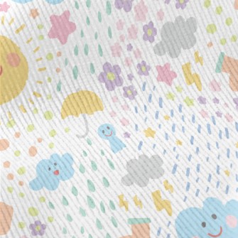 Hand Drawn Playful Sun Clouds Standard Corduroy