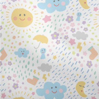 Hand Drawn Playful Sun Clouds Dobby