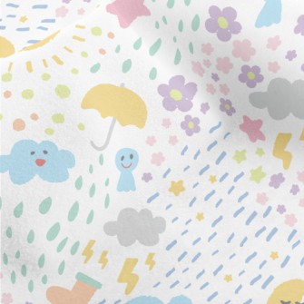 Hand Drawn Playful Sun Clouds Micro Fleece