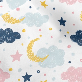 Hand Drawn Doodle Clouds And M Micro Fleece