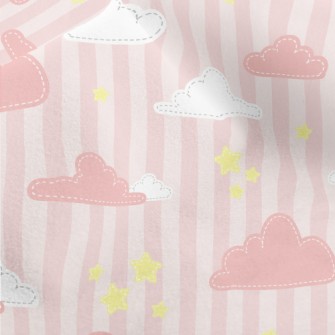 Pink Clouds And Star Stripes Micro Fleece