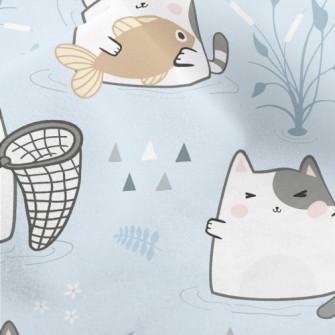 Cats Going Fishing Together Micro Fleece