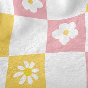 Fresh Pink Flower Plaid Minky