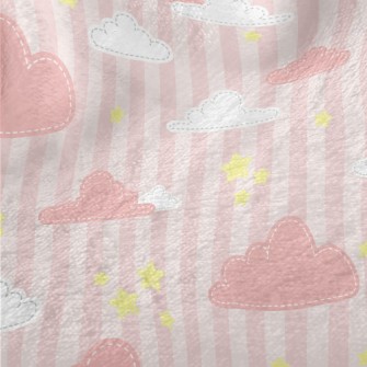 Pink Clouds And Star Stripes Minky