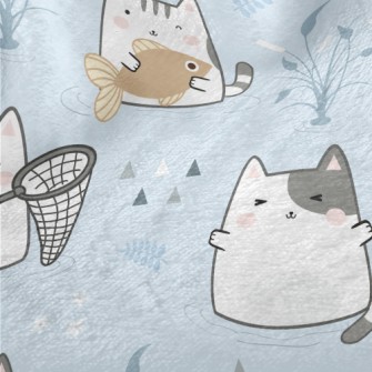 Cats Going Fishing Together Minky