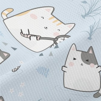 Cats Going Fishing Together Piqué