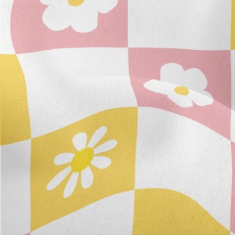 Fresh Pink Flower Plaid Lightweight Performance Linen