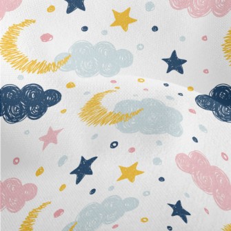 Hand Drawn Doodle Clouds And M Lightweight Performance Linen