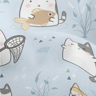 Cats Going Fishing Together Lightweight Performance Linen