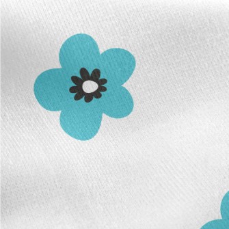 Bright Blue Flowers Jersey Backed Fleece