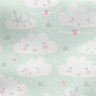 Cute Cloud Pattern Jersey Backed Fleece
