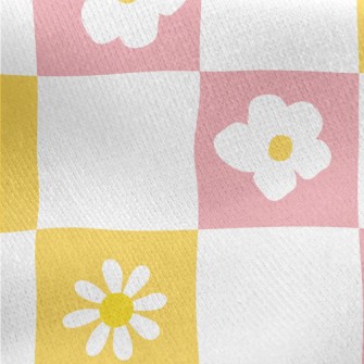 Fresh Pink Flower Plaid Jersey Backed Fleece