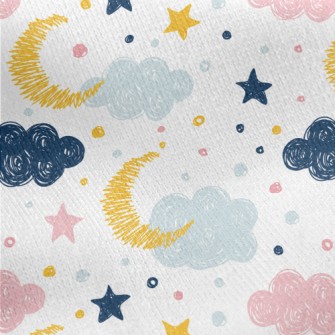 Hand Drawn Doodle Clouds And M Jersey Backed Fleece