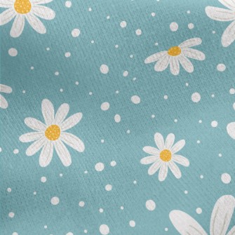 Hand Drawn Beautiful Daisies Jersey Backed Fleece
