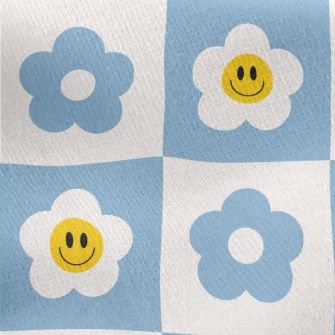 Smiling Flowery Plaid Jersey Backed Fleece