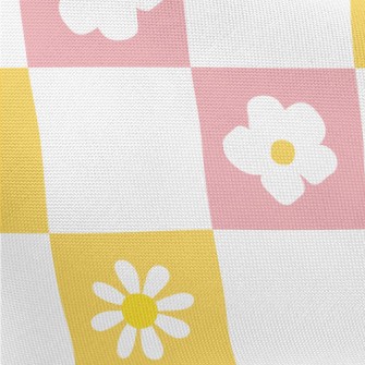 Fresh Pink Flower Plaid Pongee