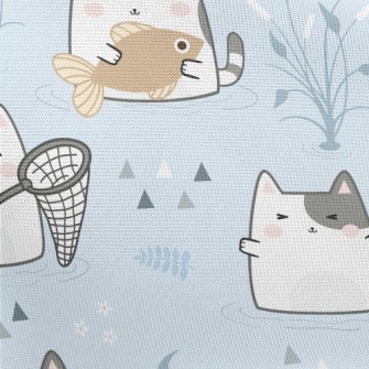 Cats Going Fishing Together Pongee