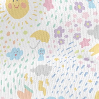 Hand Drawn Playful Sun Clouds Stretch Jersey