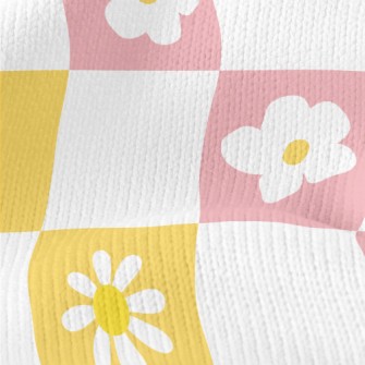 Fresh Pink Flower Plaid Stretch Jersey