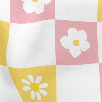 Fresh Pink Flower Plaid Lightweight Cotton Poplin