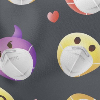 Emoji Image Wearing A Mask Lightweight Cotton Poplin