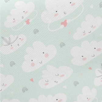Cute Cloud Pattern Midweight Cotton Poplin